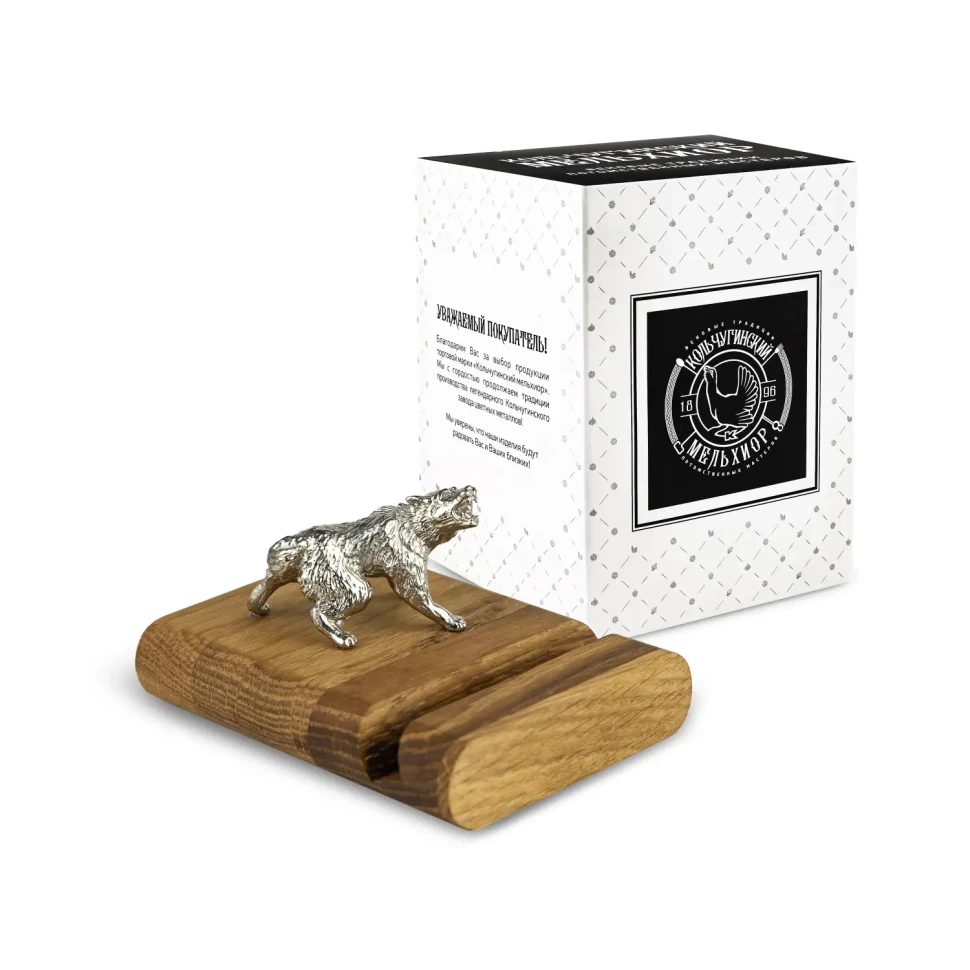 Подставка  для телефона "Волк"  никелированная