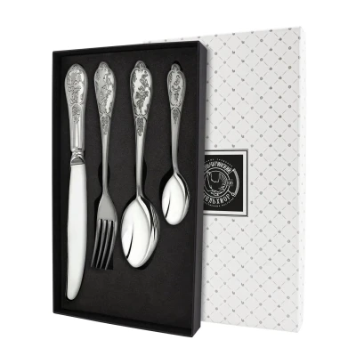 Набор столовый "Эгоист-Весна" 4 предмета из мельхиора с посеребрением