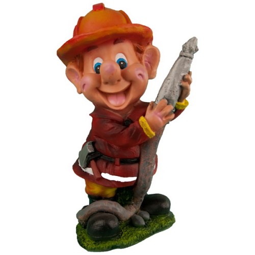 Декоративная садовая фигурка "Гном-пожарник со шлангом"