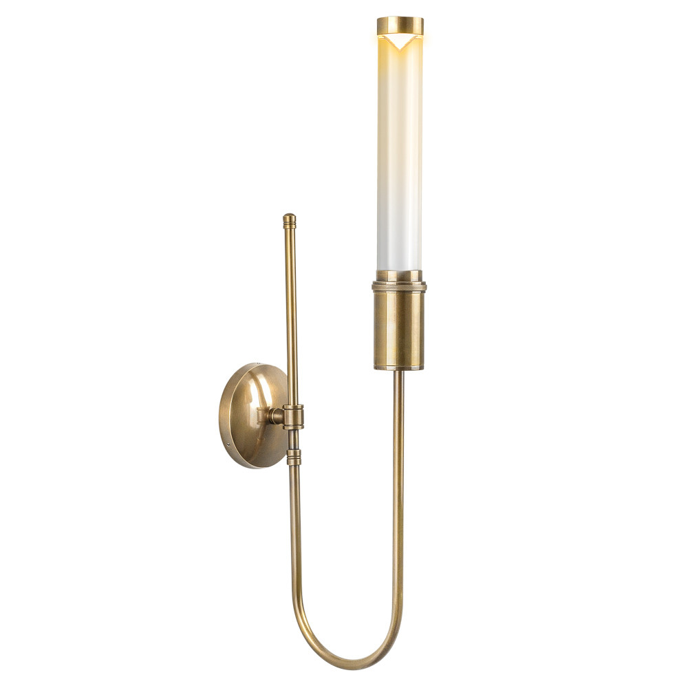 Настенный светильник латунный с одним стеклянным плафоном