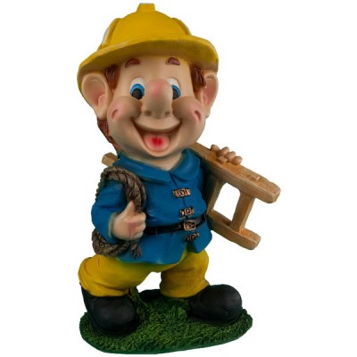 Декоративная садовая фигурка "Гном-пожарник с лестницей"