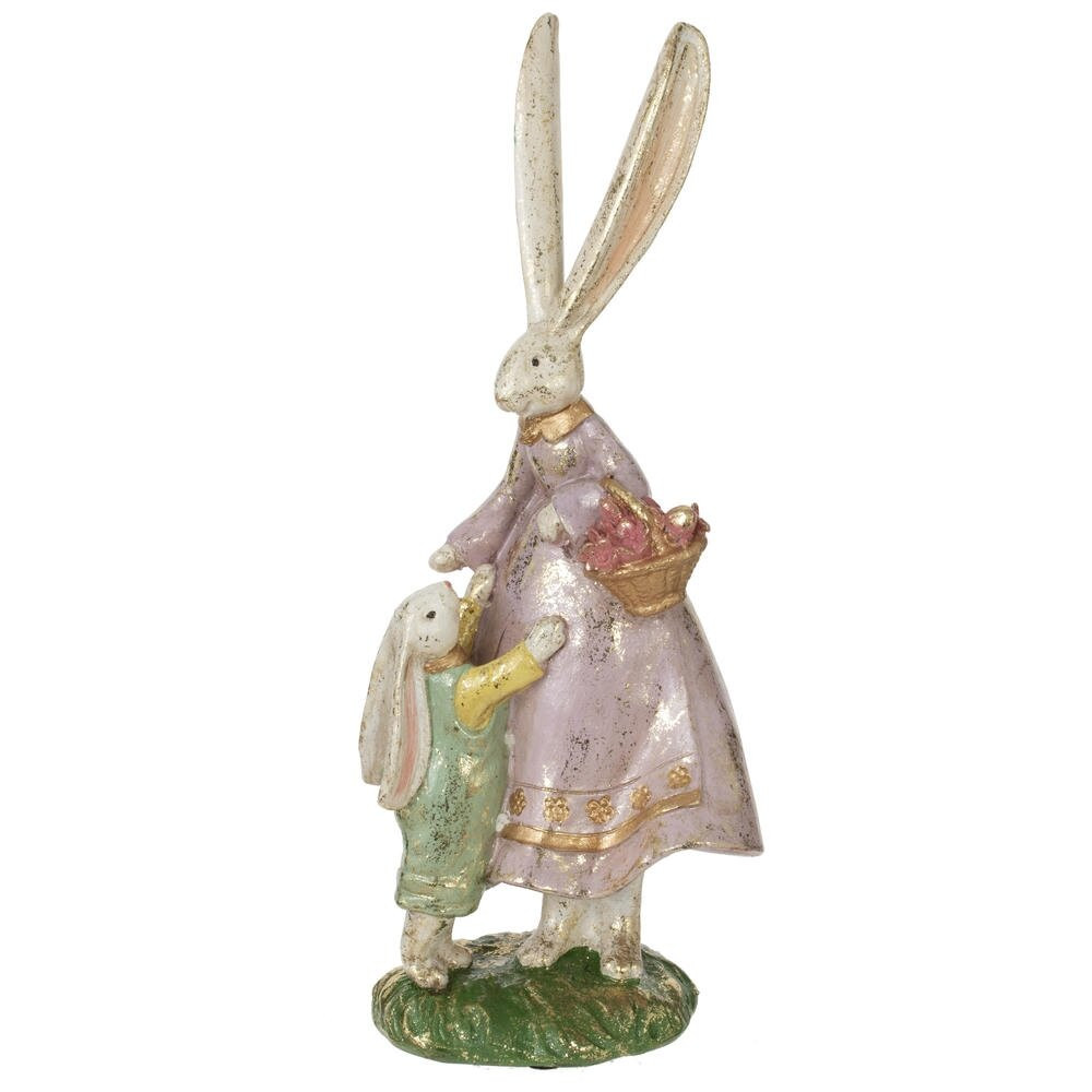 Фигурка декоративная "Зайчиха с зайчонком", L11,5 W9 H24,5 см