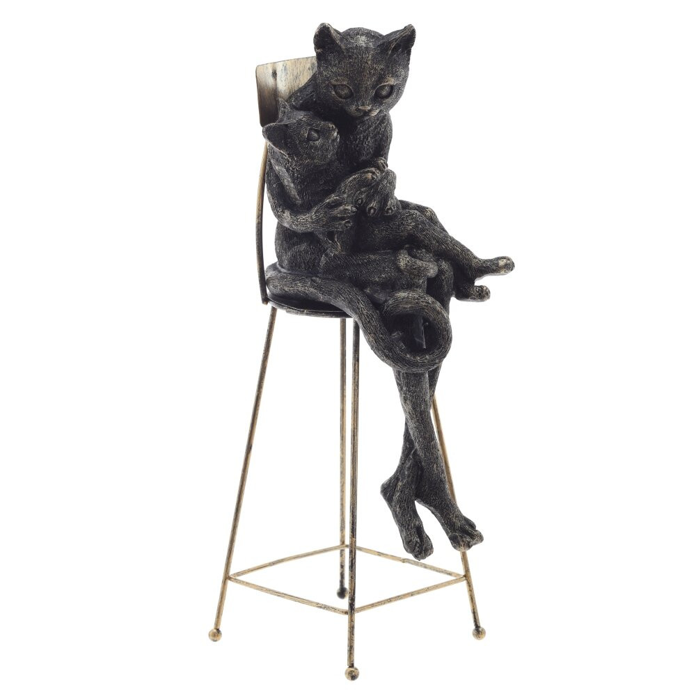 Фигурка декоративная "Кошка с котёнком", L9,5 W9,5 H27 см