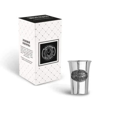 Стопка "Окунь" медная посеребренная с чернением Стопка "Окунь" медная посеребренная с чернением