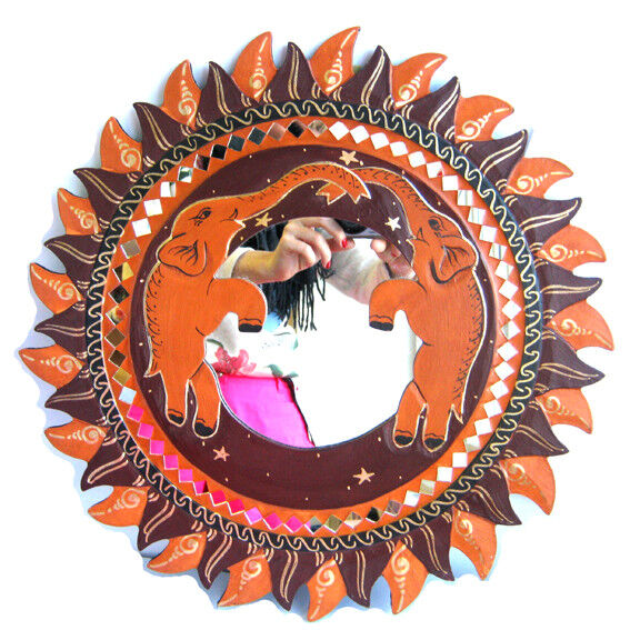 Зеркало Слоны 40см дерево