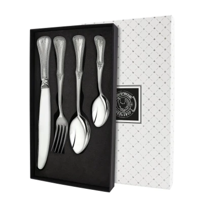 Набор столовый "Эгоист-№11" 4 предмета из мельхиора с посеребрением