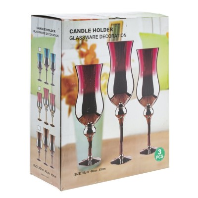 Подсвечник, набор из 3-х шт, L37 W13 H45 см