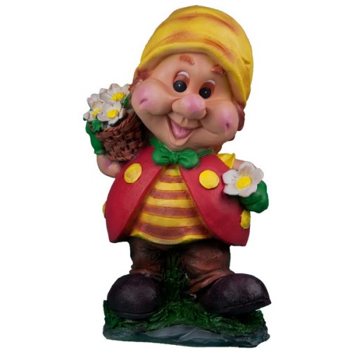 Декоративная садовая фигурка "Гном-пчелка с цветами"