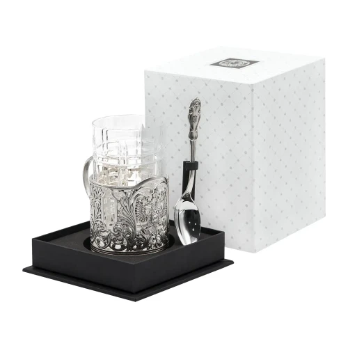 Набор для чая "Герб" литой посеребренный с чернением Набор для чая "Герб" литой посеребренный с чернением