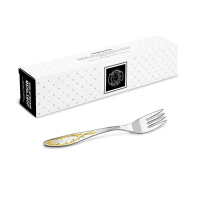 Вилка для рыбы "Пламя" позолоченный рисунок