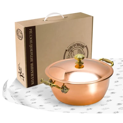 Кастрюля 3,5л медная с лужением с крышкой "Глухарь"