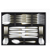 Набор столовый "Капелька": вилка, ложка, нож, чайная ложка посеребренный с позолотой, на 6 персон