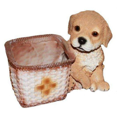 Кашпо декоративное "Щенок у квадратной корзины"