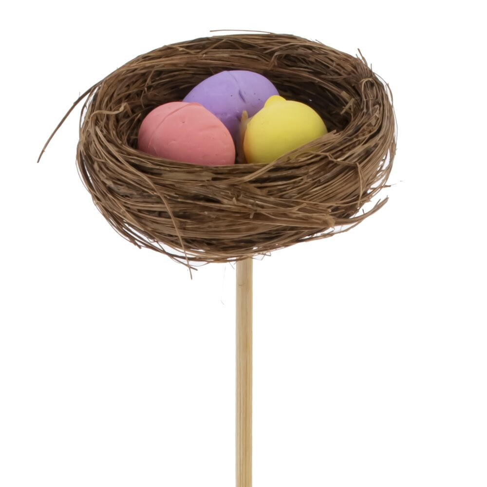 Изделие декоративное (вставка) "Гнездо пасхальное" (блок 12 шт) (6*2), L6 W6 H25 см, 3в.