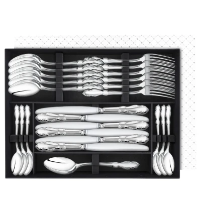 Набор столовый "Лира": вилка, ложка, нож, чайная ложка посеребренный. Набор на 6 персон.