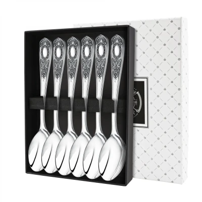 Набор чайной ложки №1 посеребренный с чернением