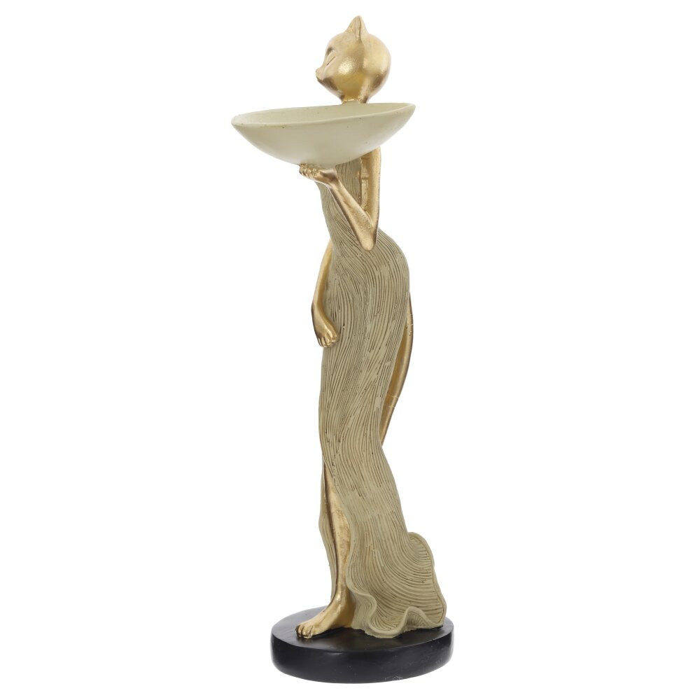 Фигурка декоративная "Кошка" с подставкой д/мелочей, L15 W9,5 H33 см