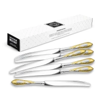 Набор столовых ножей "Жасмин" посеребренный с позолотой