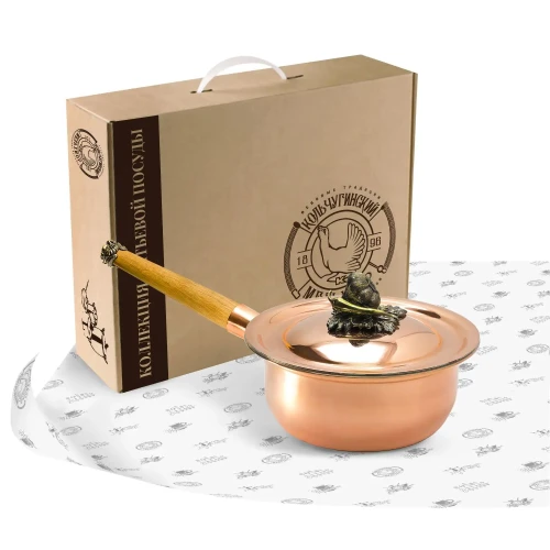 Сотейник медный с лужением с крышкой "Чеснок" с деревянной ручкой "Овощи" Сотейник медный с лужением с крышкой "Чеснок" с деревянной ручкой "Овощи"