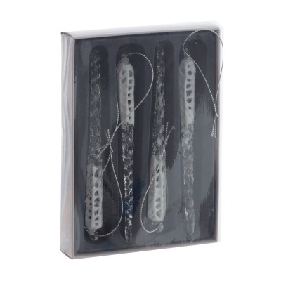 Украшение новогоднее "Сосулька" набор из 4-х шт., L1,5 W1,5 H13,5 см Украшение новогоднее "Сосулька" набор из 4-х шт., L1,5 W1,5 H13,5 см