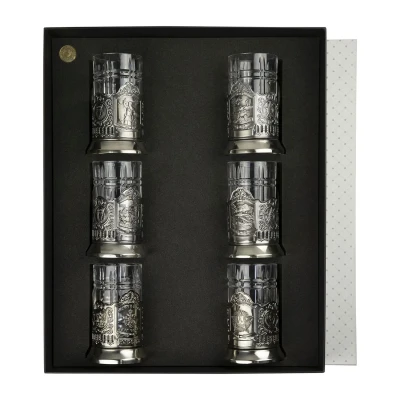 Набор подстаканников "Военный" никелированный с чернением