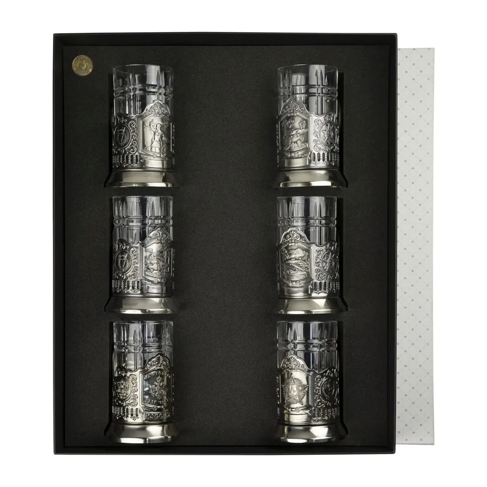 Набор подстаканников "Военный" никелированный с чернением