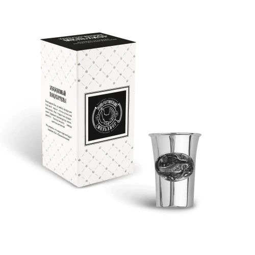 Стопка "Сом" медная посеребренная с чернением