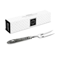 Вилка для мяса "Охота" посеребренная с чернением