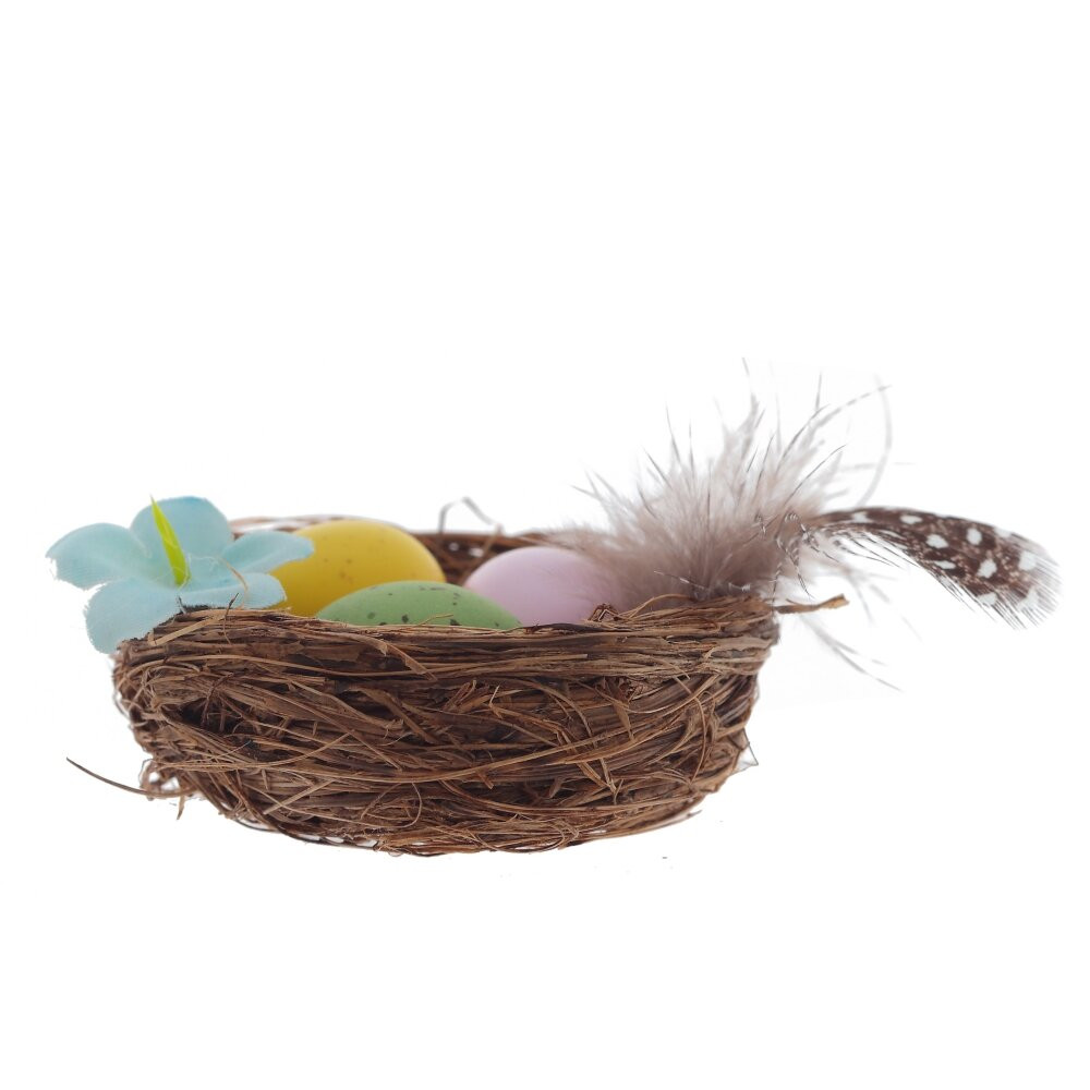 Изделие декоративное "Гнездо пасхальное" (блок 12 шт), L5,5 W5 H2 см, 4в.