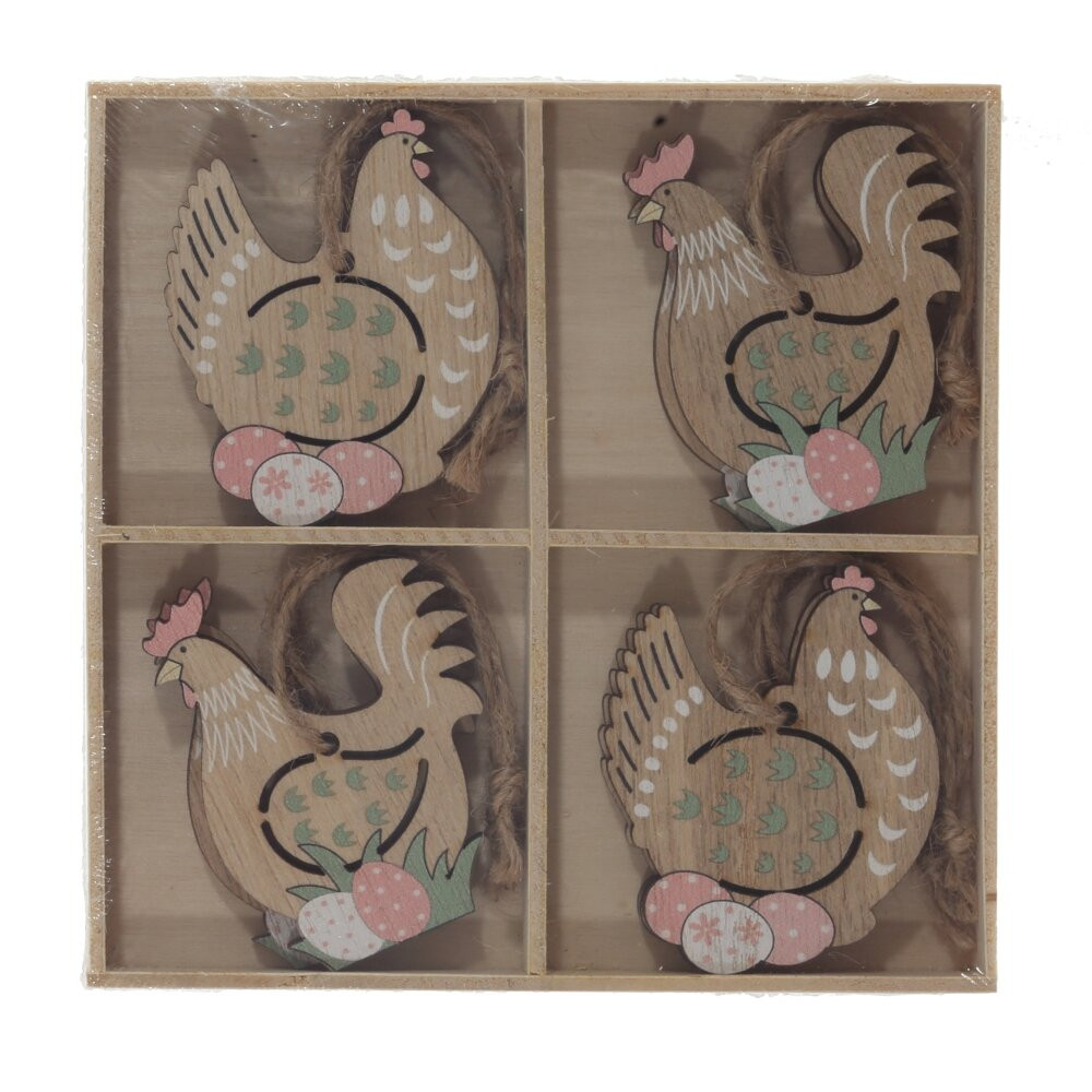 Набор из 8-ми изделий декоративных подвесных "Курица/Петух" (4,5*0,5*6), L12,5 W12,5 H1,5 см