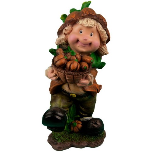 Декоративная садовая фигурка "Девочка-гном с тыквами"