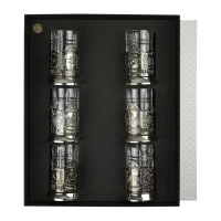 Набор подстаканников "Памятные места Санкт-Петербурга" никелированный с чернением