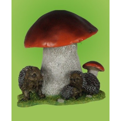 Декоративная садовая фигурка "Ежики под грибочком" 