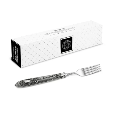 Вилка столовая "Охота" посеребренная с чернением