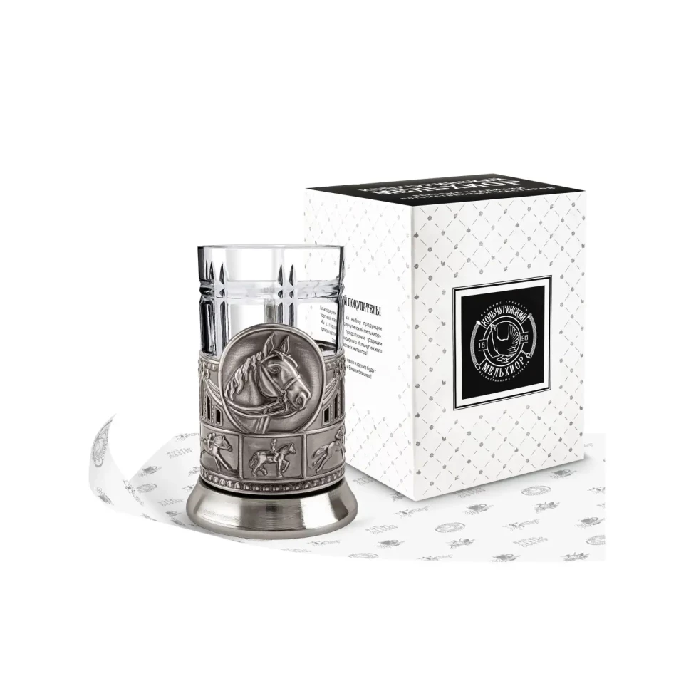 Набор для чая никелированный с чернением "Лошадь" Набор для чая никелированный с чернением "Лошадь"