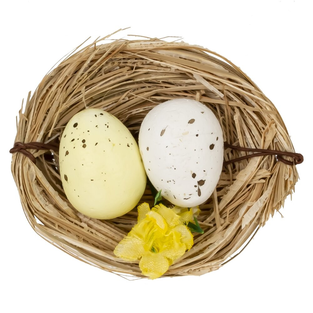 Набор из 6-ти изделий декоративных "Гнездо пасхальное" (6*4,5*2), L18 W12 H3 см