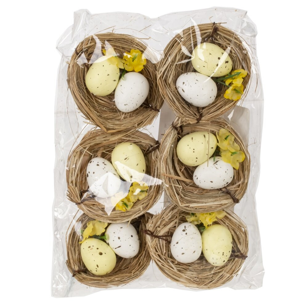 Набор из 6-ти изделий декоративных "Гнездо пасхальное" (6*4,5*2), L18 W12 H3 см