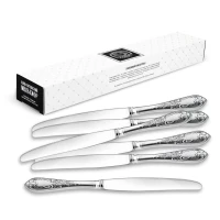 Набор столовых ножей "Жасмин" посеребренный с чернением