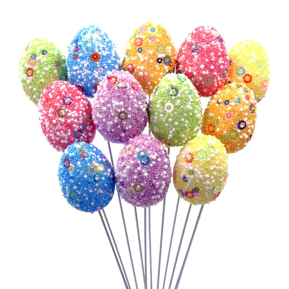 Изделие декоративное "Яйцо пасхальное" (3*4 см), набор из 12 шт., H28 см