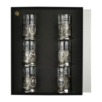 Набор подстаканников  "Советский" никелированный с чернением