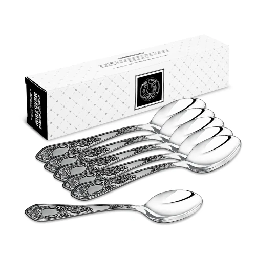 Набор столовых ложек "Жасмин" посеребренный с чернением