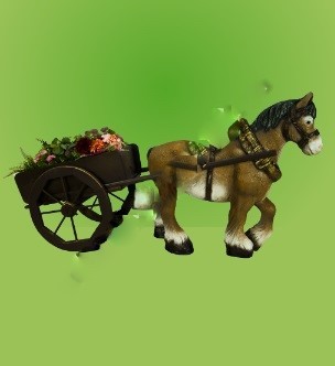 Декоративная садовая фигурка "Лошадка с телегой"   