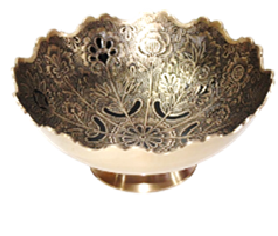 Конфетница латунь резная с чернением h-20 см