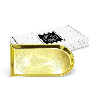 Поднос для чая с гравированным  рисунком "Бабочки"  латунный