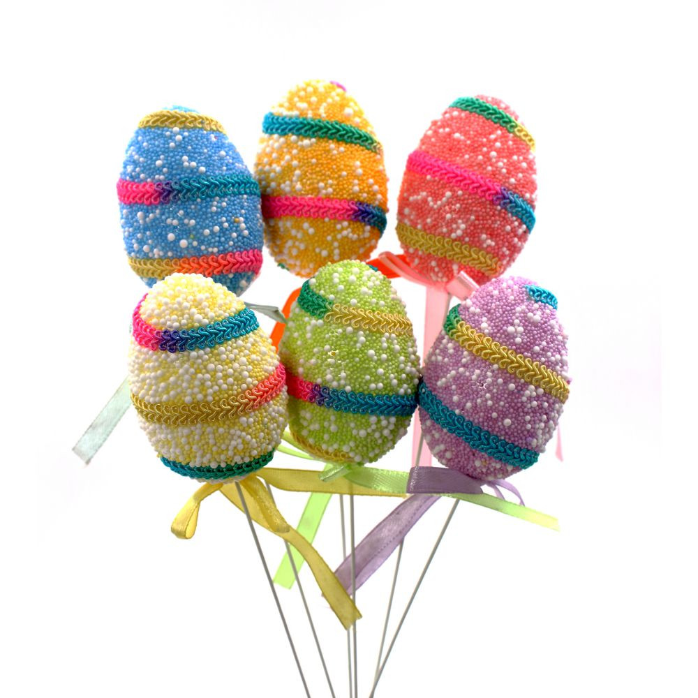 Изделие декоративное (вставка) "Яйцо пасхальное" (4*6), набор из 6-ти шт., L18 W6 H25 см