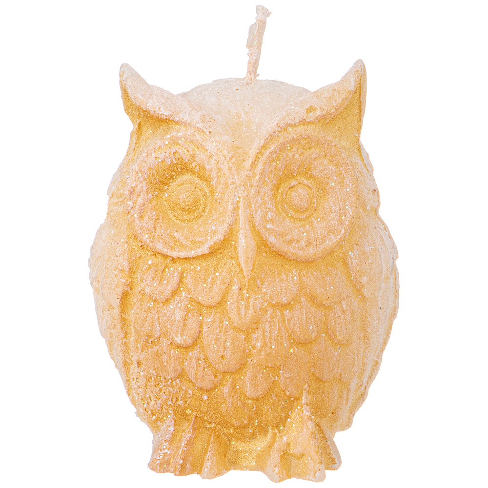 СВЕЧА BRONCO ФИГУРНАЯ "СОВА" БЕЛАЯ С ЗОЛОТОМ 5*4,5 СМ СВЕЧА BRONCO ФИГУРНАЯ "СОВА" БЕЛАЯ С ЗОЛОТОМ 5*4,5 СМ