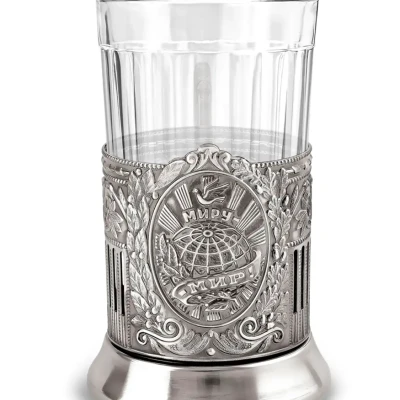 Набор для чая "Миру Мир (Советский)" никелированный с чернением