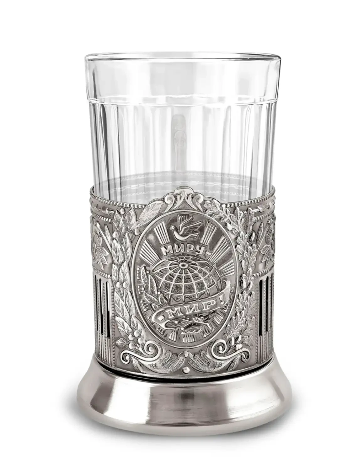 Набор для чая "Миру Мир (Советский)" никелированный с чернением