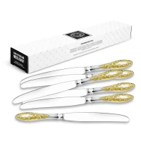 Набор столовых ножей "Морозко" посеребренный с позолотой