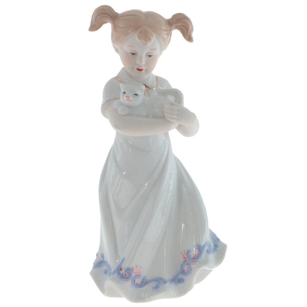 Фигурка декоративная "Девочка с котёнком", L10,5 W7,5 H22 см
